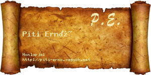 Piti Ernő névjegykártya